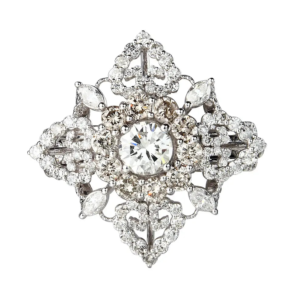 14 Karat White Gold Custom Victorian Inspired Index Ring