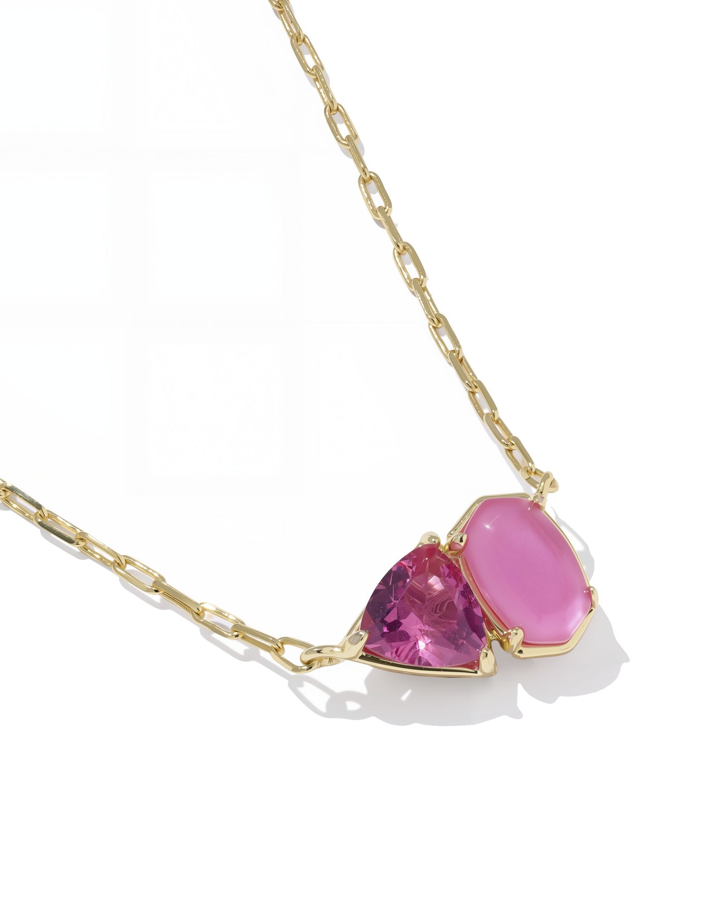 Tatum Short Pendant Necklace Gold Azalea Pink Mix