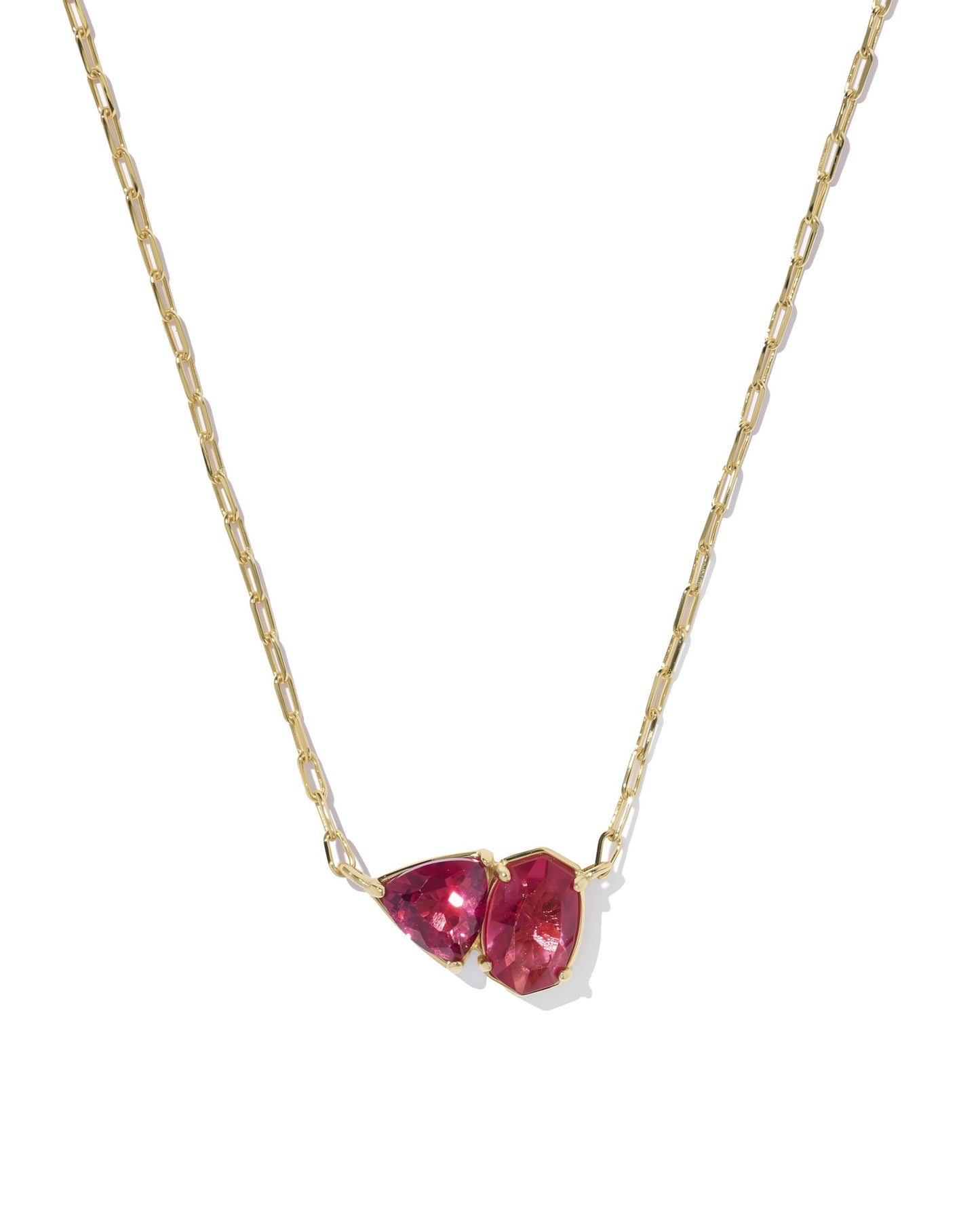 Tatum Short Pendant Necklace Gold Burgundy Mix