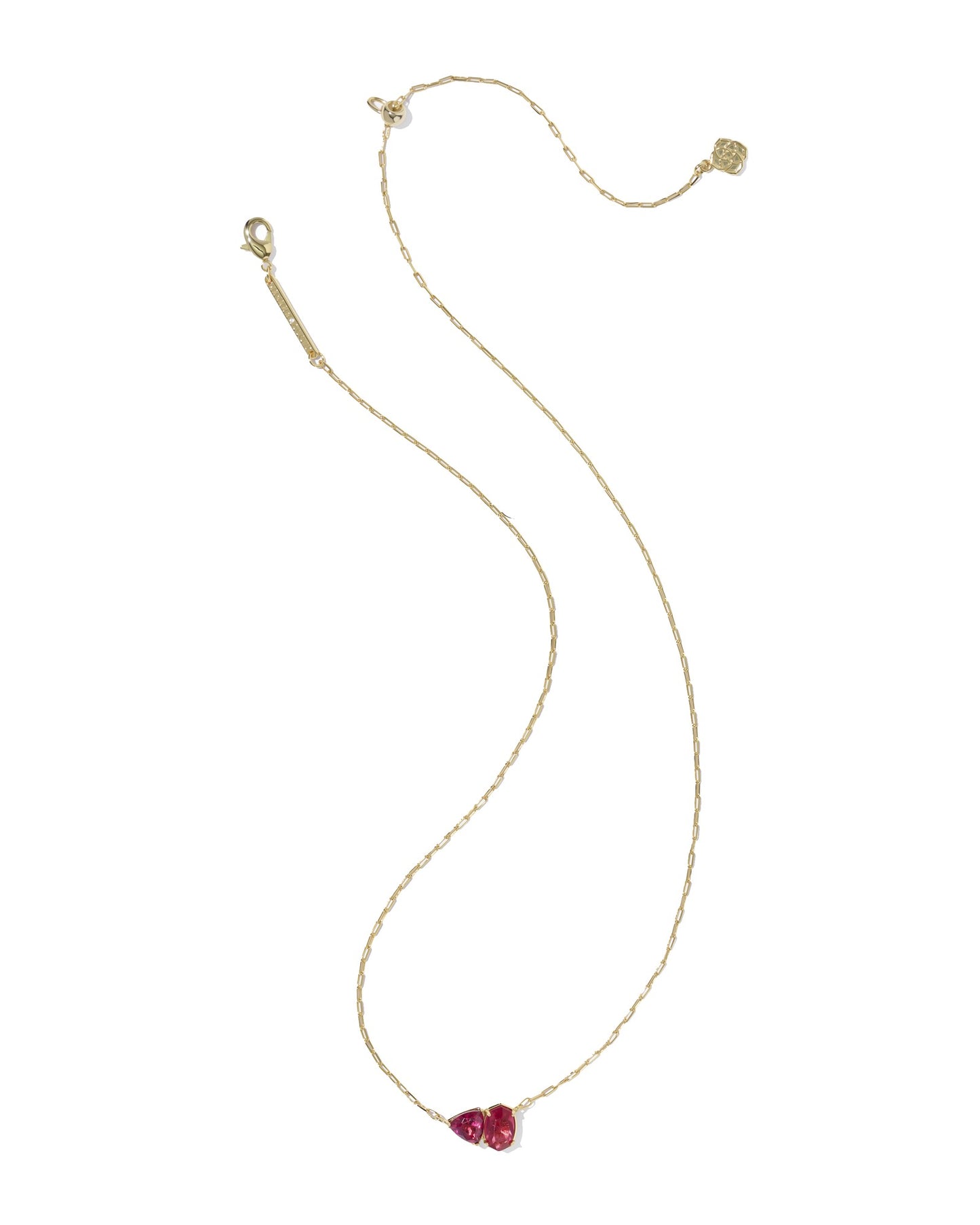 Tatum Short Pendant Necklace Gold Burgundy Mix
