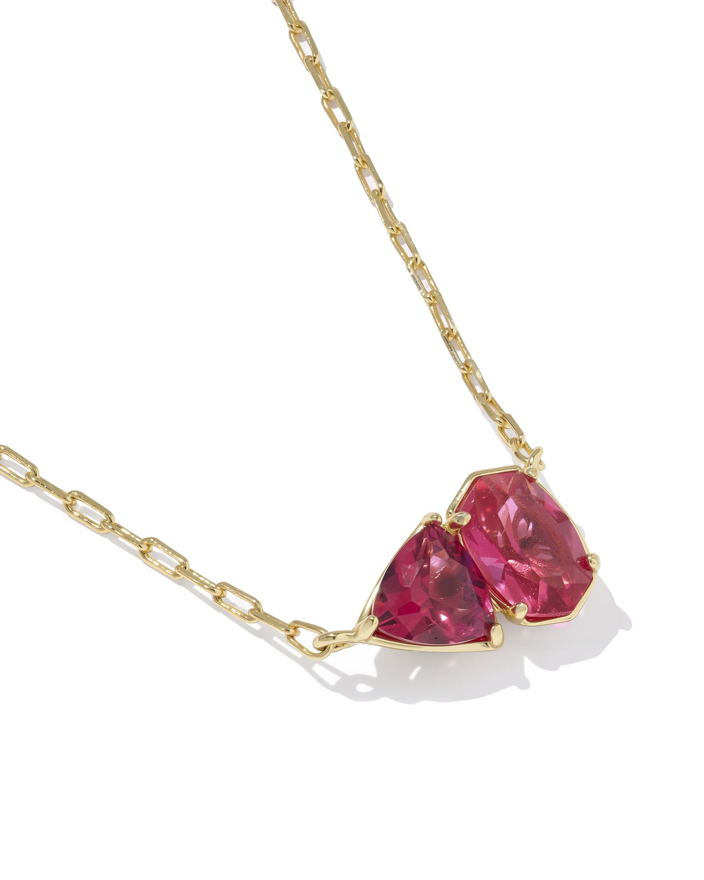Tatum Short Pendant Necklace Gold Burgundy Mix
