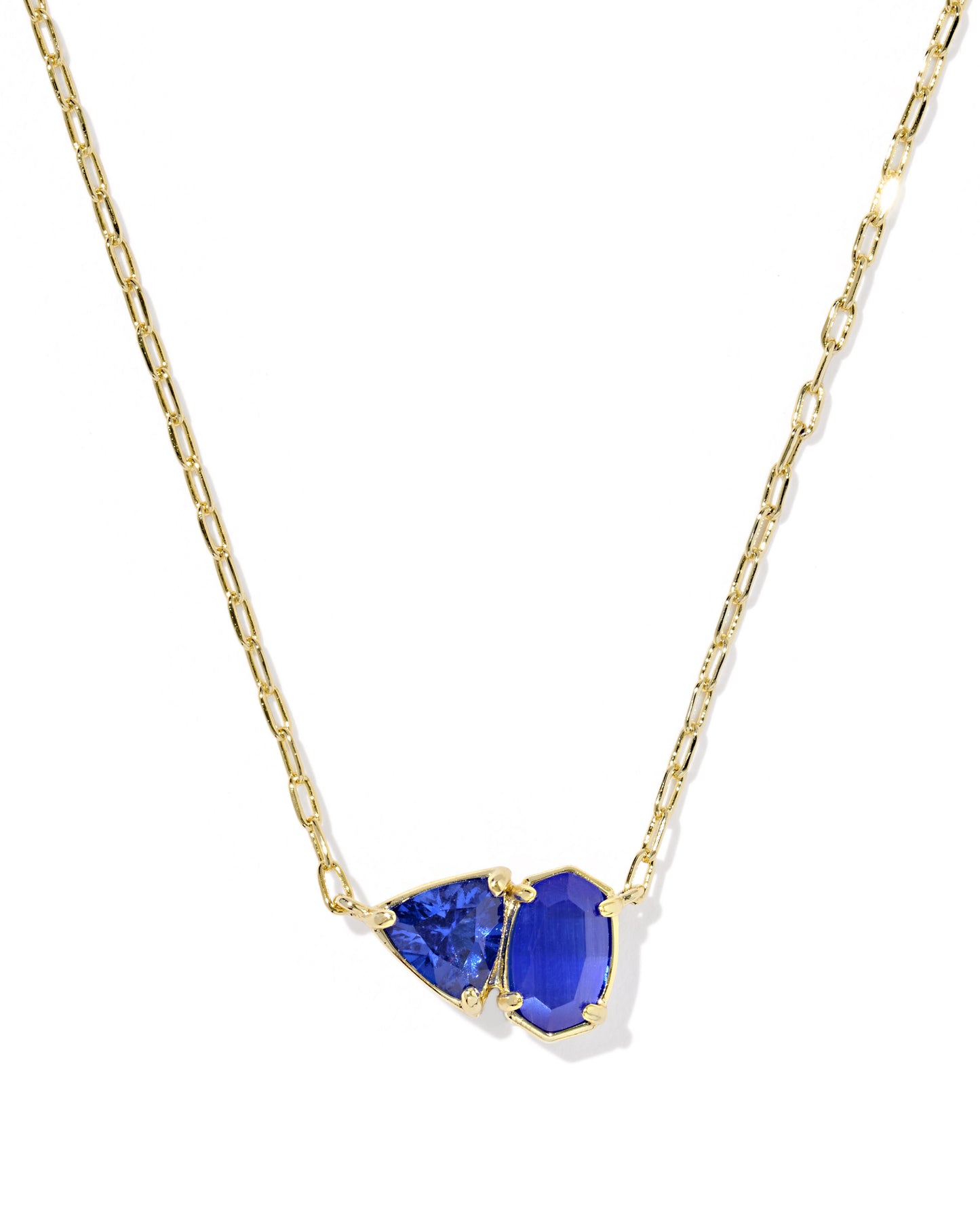 Tatum Short Pendant Necklace Gold Cobalt Mix