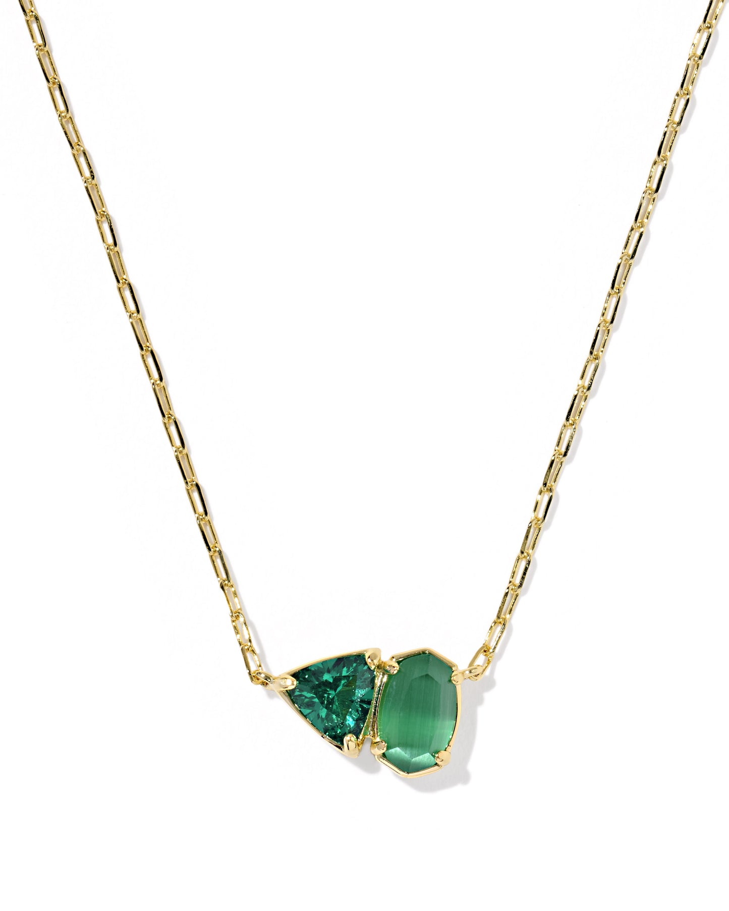 Tatum Short Pendant Necklace Gold Dark Green Mix