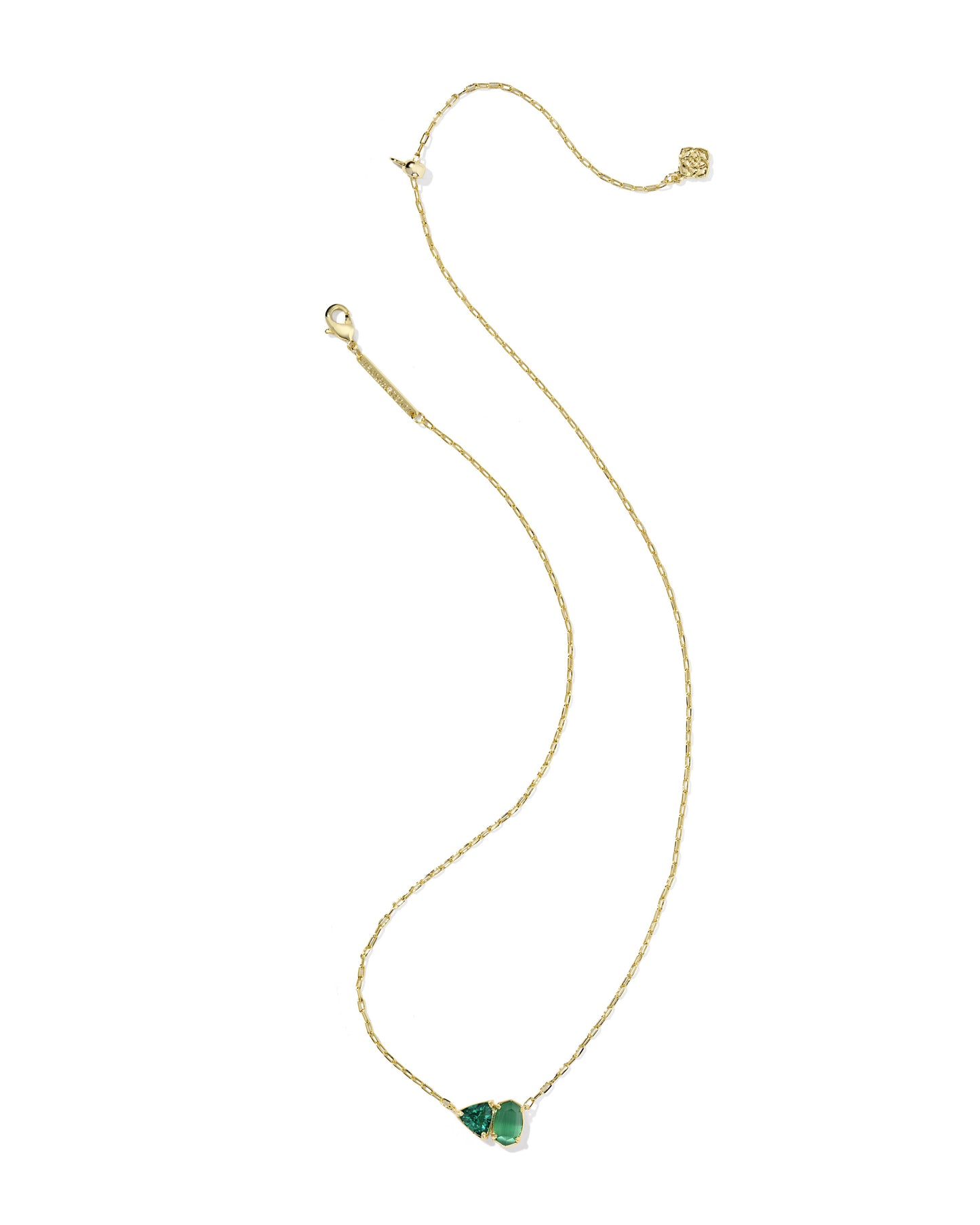 Tatum Short Pendant Necklace Gold Dark Green Mix