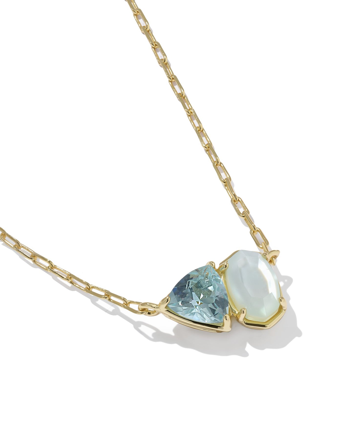 Tatum Short Pendant Necklace Gold Light Blue Mix