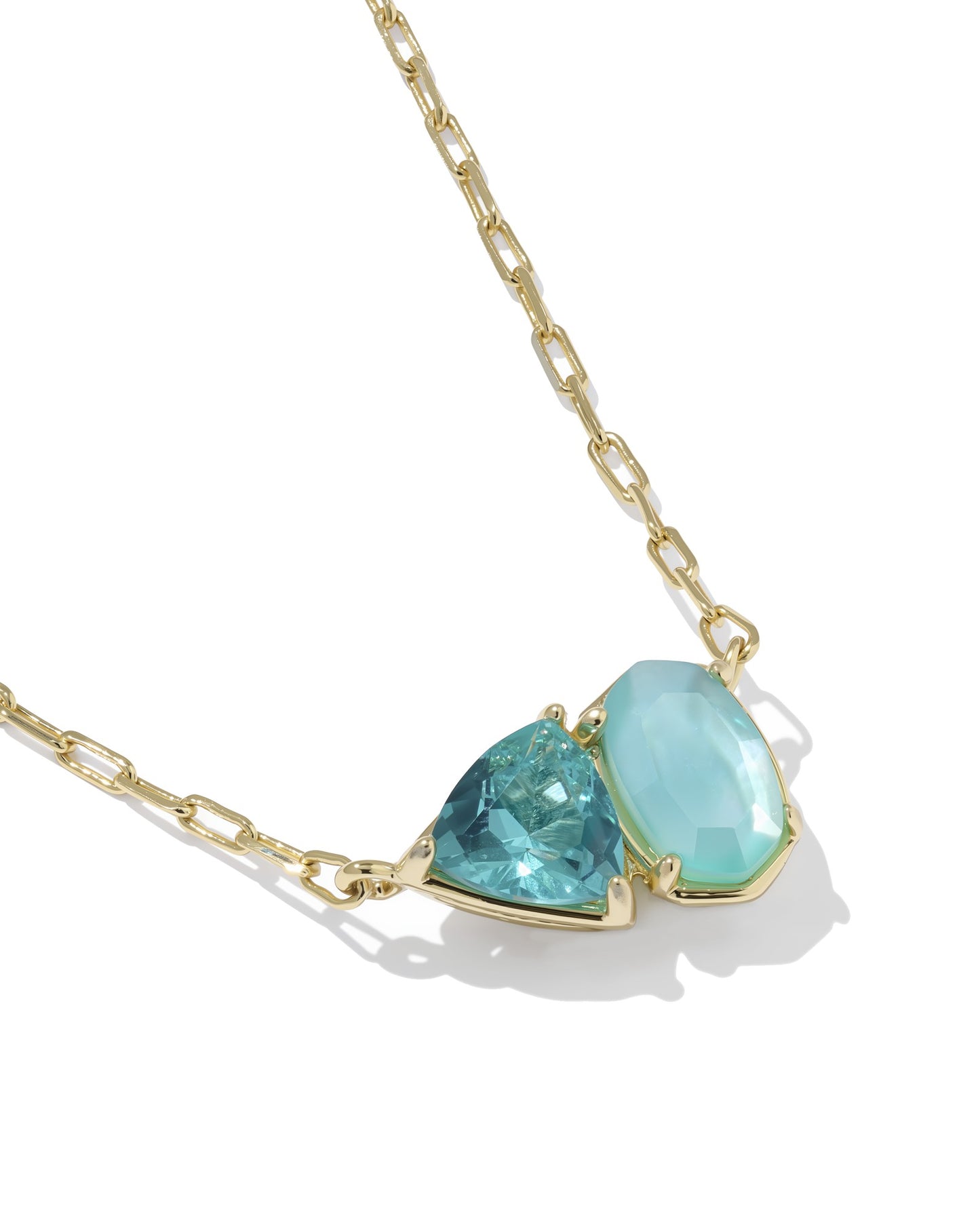 Tatum Short Pendant Necklace Gold Blue Mix