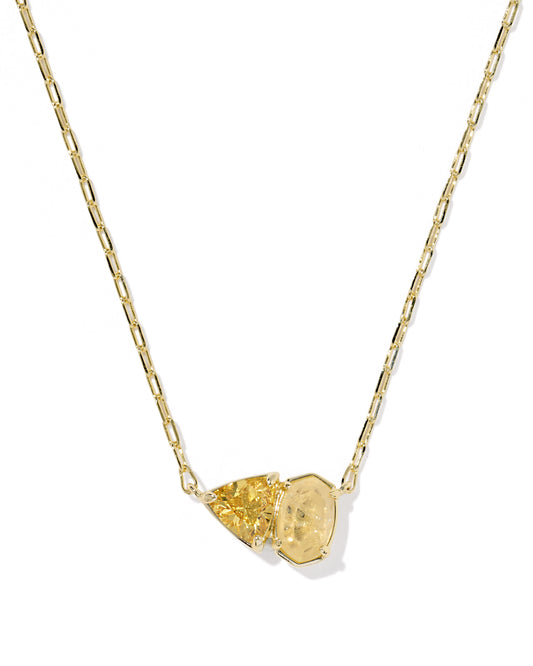 November Birthstone Short Pendant Necklace Gold Golden Yellow Mix