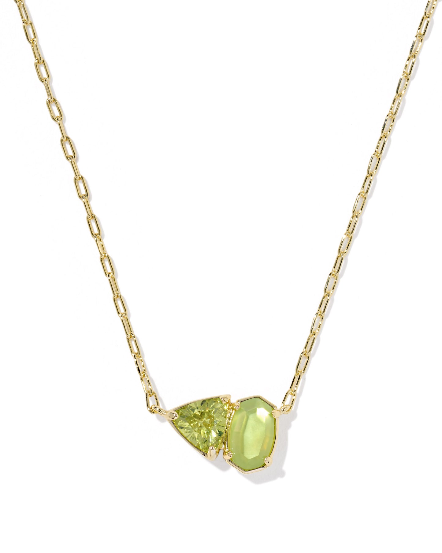 Tatum Short Pendant Necklace Gold Light Green Mix