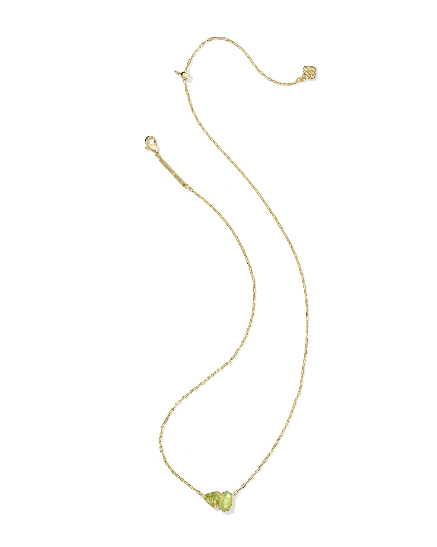 Tatum Short Pendant Necklace Gold Light Green Mix