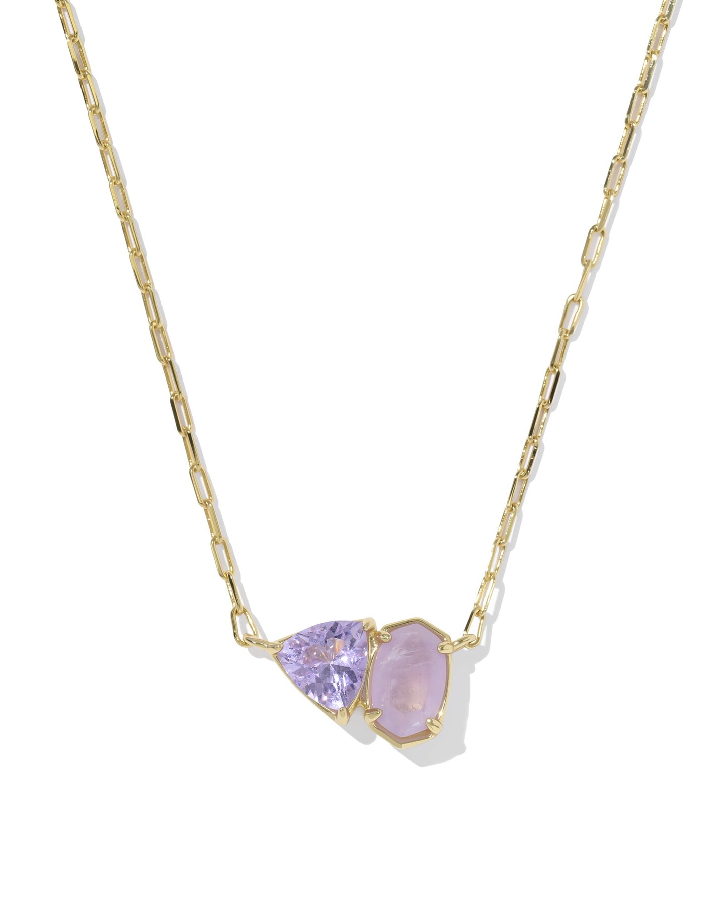 Tatum Short Pendant Necklace Gold Purple Mix