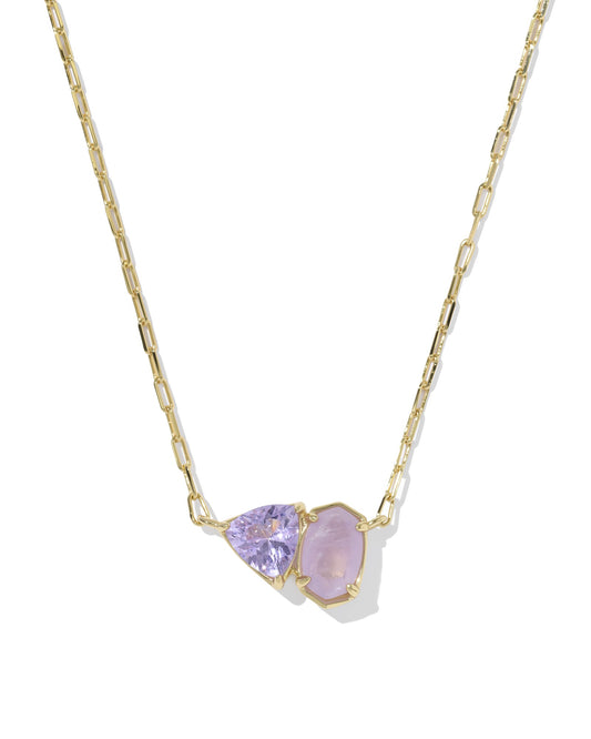 Tatum Short Pendant Necklace Gold Purple Mix