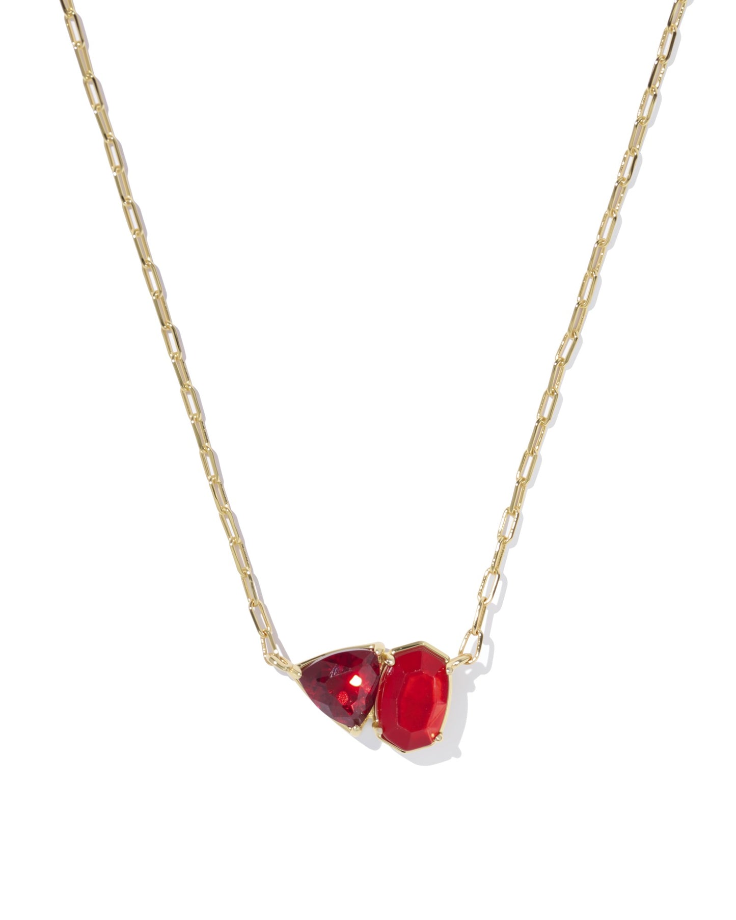 Tatum Short Pendant Necklace Gold Red Mix