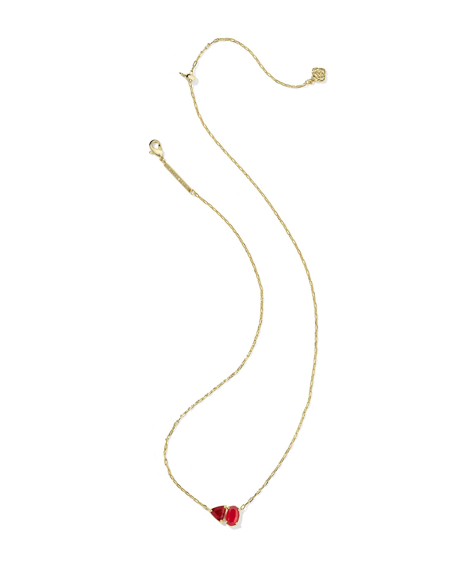 Tatum Short Pendant Necklace Gold Red Mix