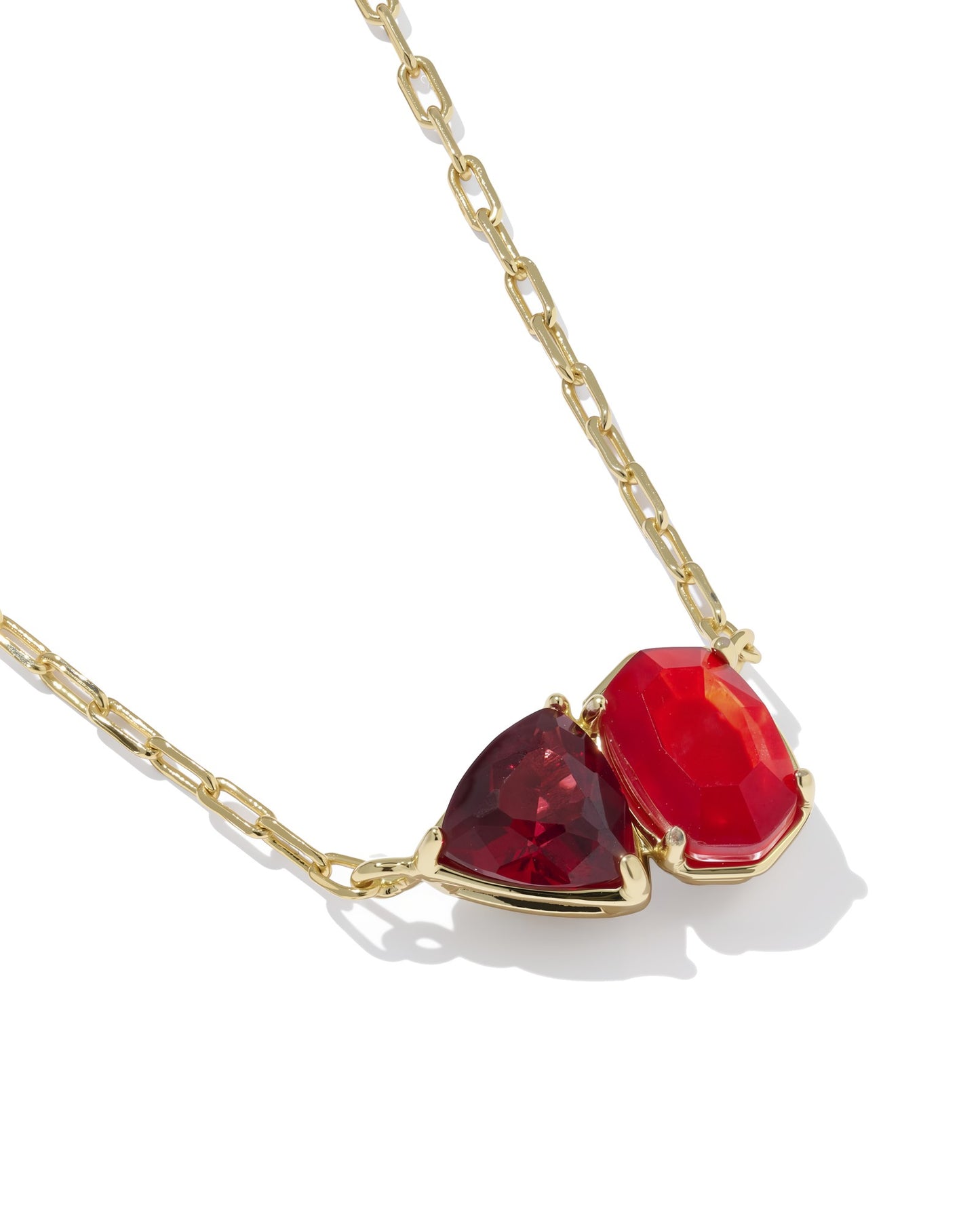 Tatum Short Pendant Necklace Gold Red Mix