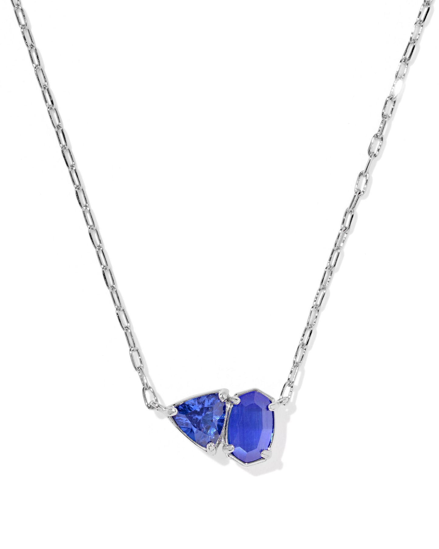 Tatum Short Pendant Necklace Silver Cobalt Mix