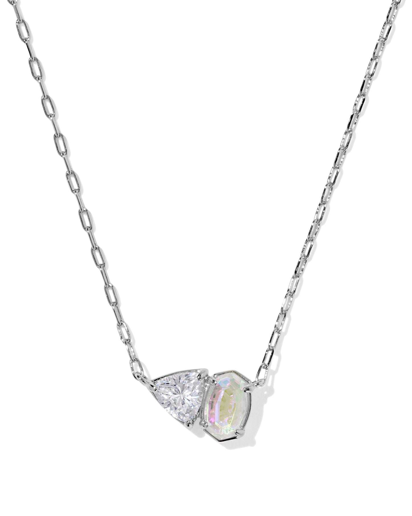 Tatum Short Pendant Necklace Silver White Cz Mix