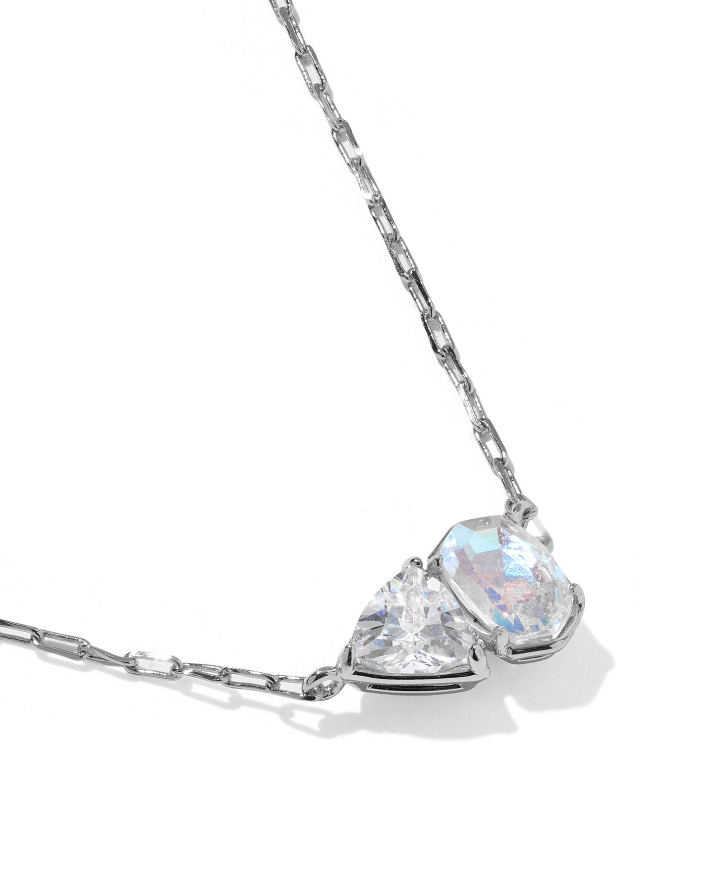 Tatum Short Pendant Necklace Silver White Cz Mix
