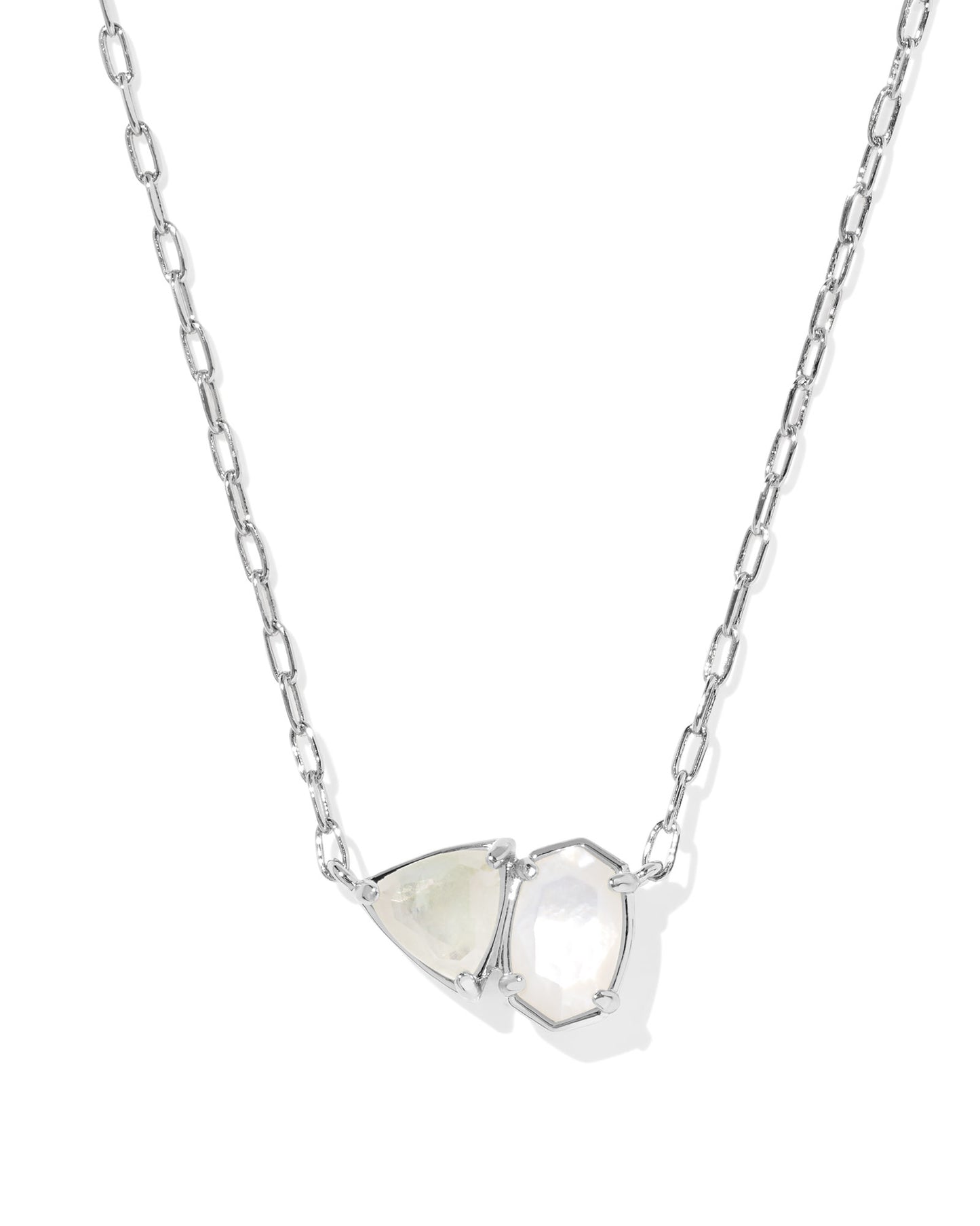 Tatum Short Pendant Necklace Silver Neutral Mix
