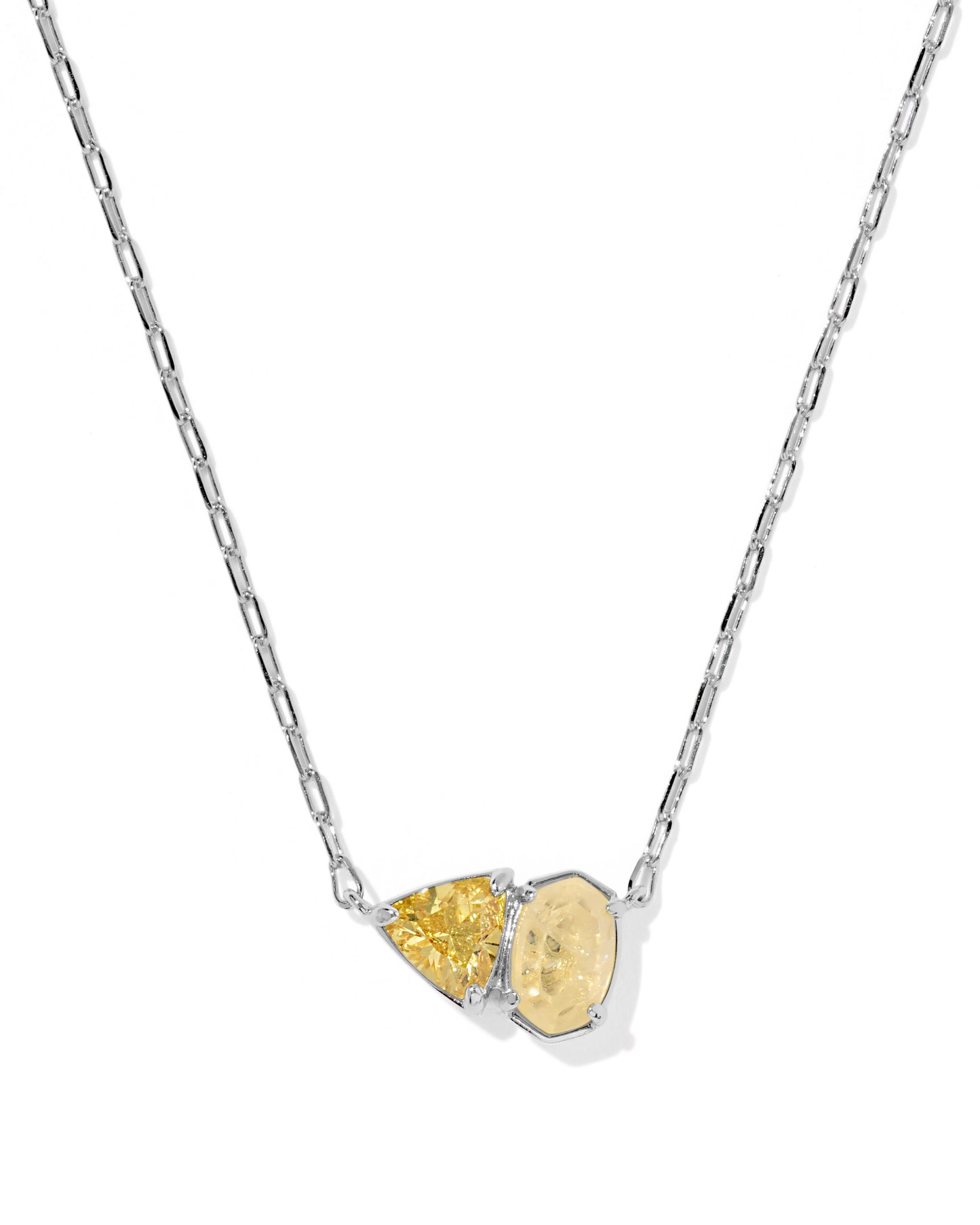 Tatum Short Pendant Necklace Silver Golden Yellow Mix
