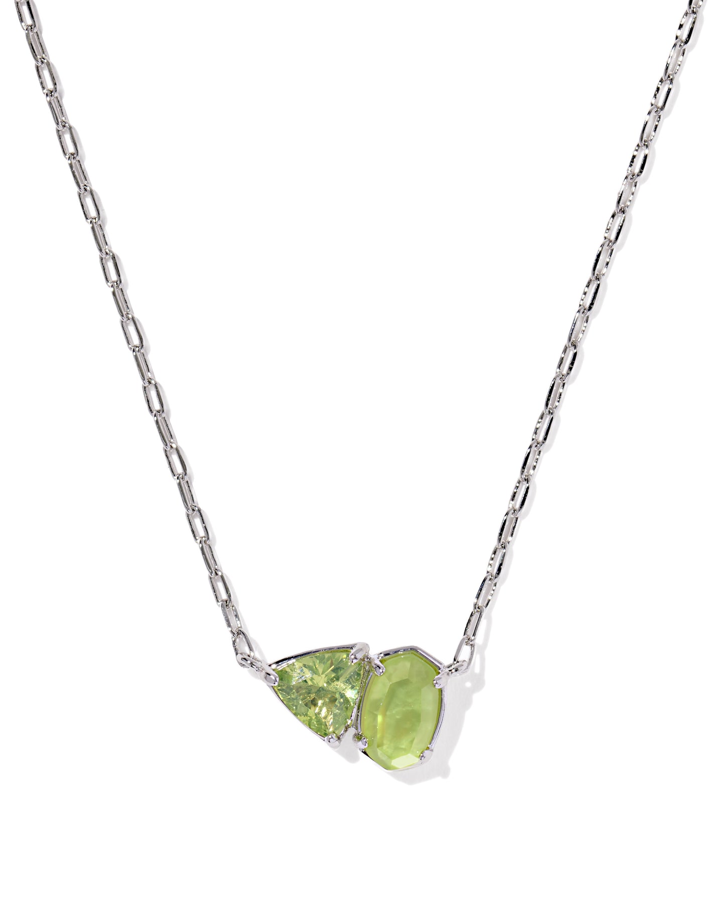 Tatum Short Pendant Necklace Silver Light Green Mix