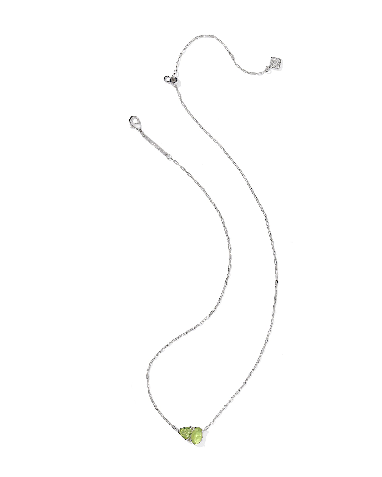 Tatum Short Pendant Necklace Silver Light Green Mix