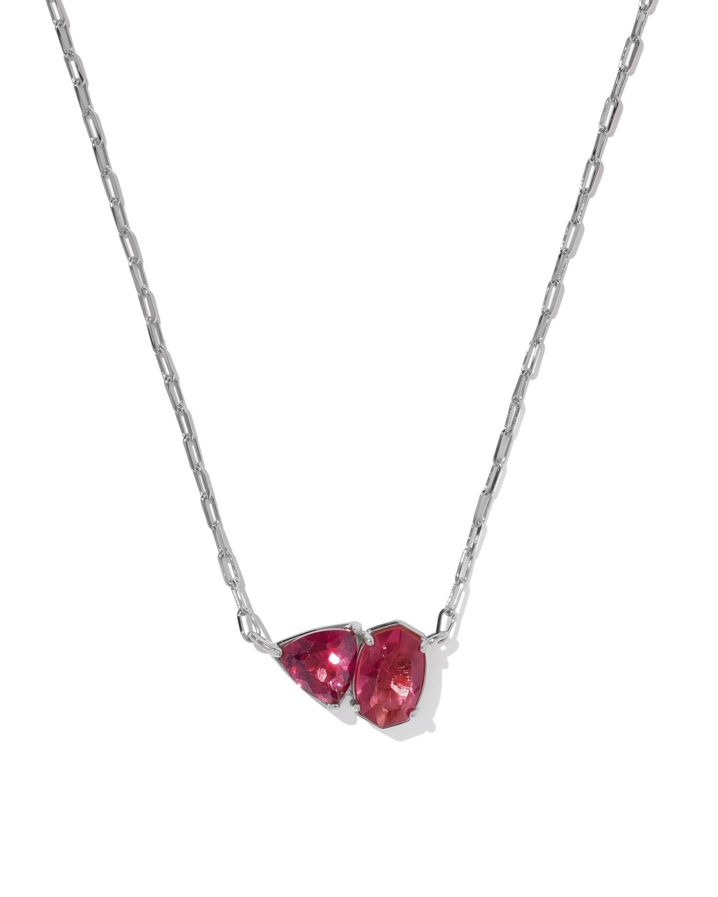 Tatum Short Pendant Necklace Silver Burgundy Mix