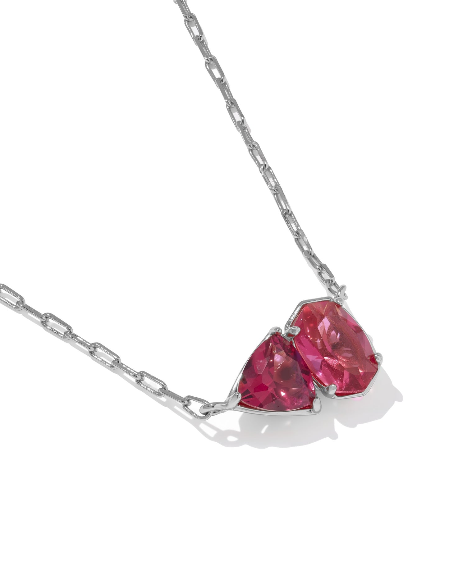Tatum Short Pendant Necklace Silver Burgundy Mix