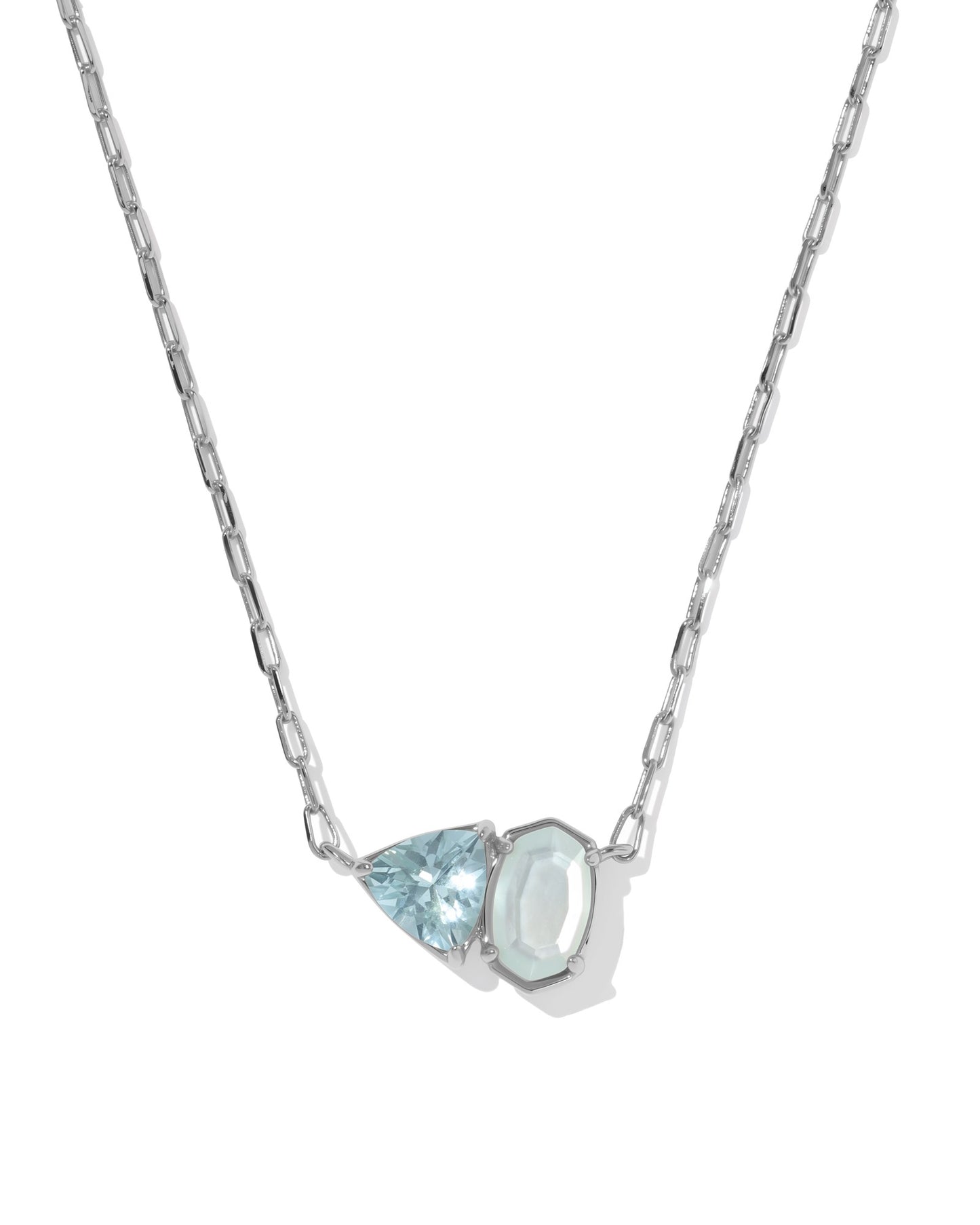Tatum Short Pendant Necklace Silver Light Blue Mix