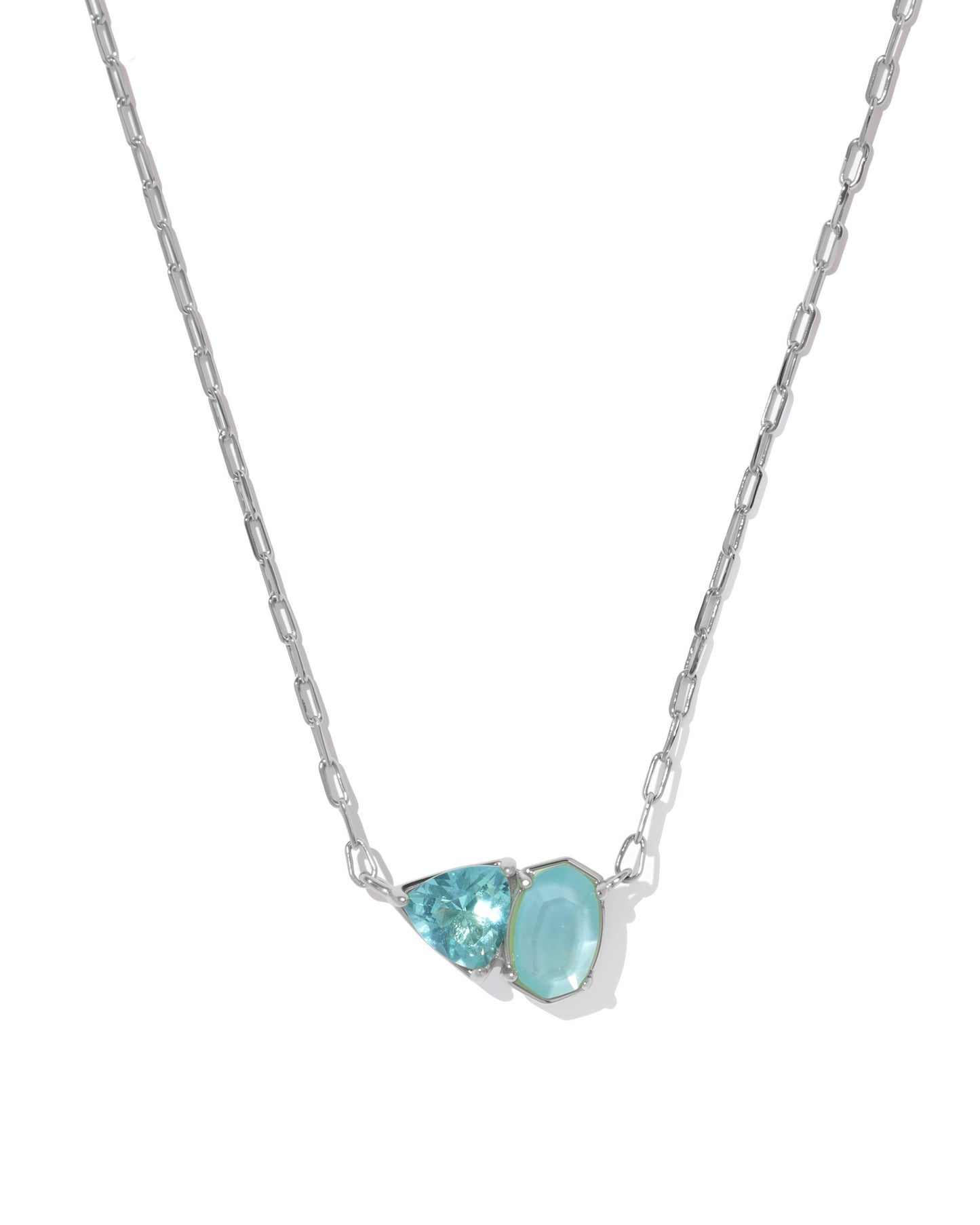 Tatum Short Pendant Necklace Silver Blue Mix