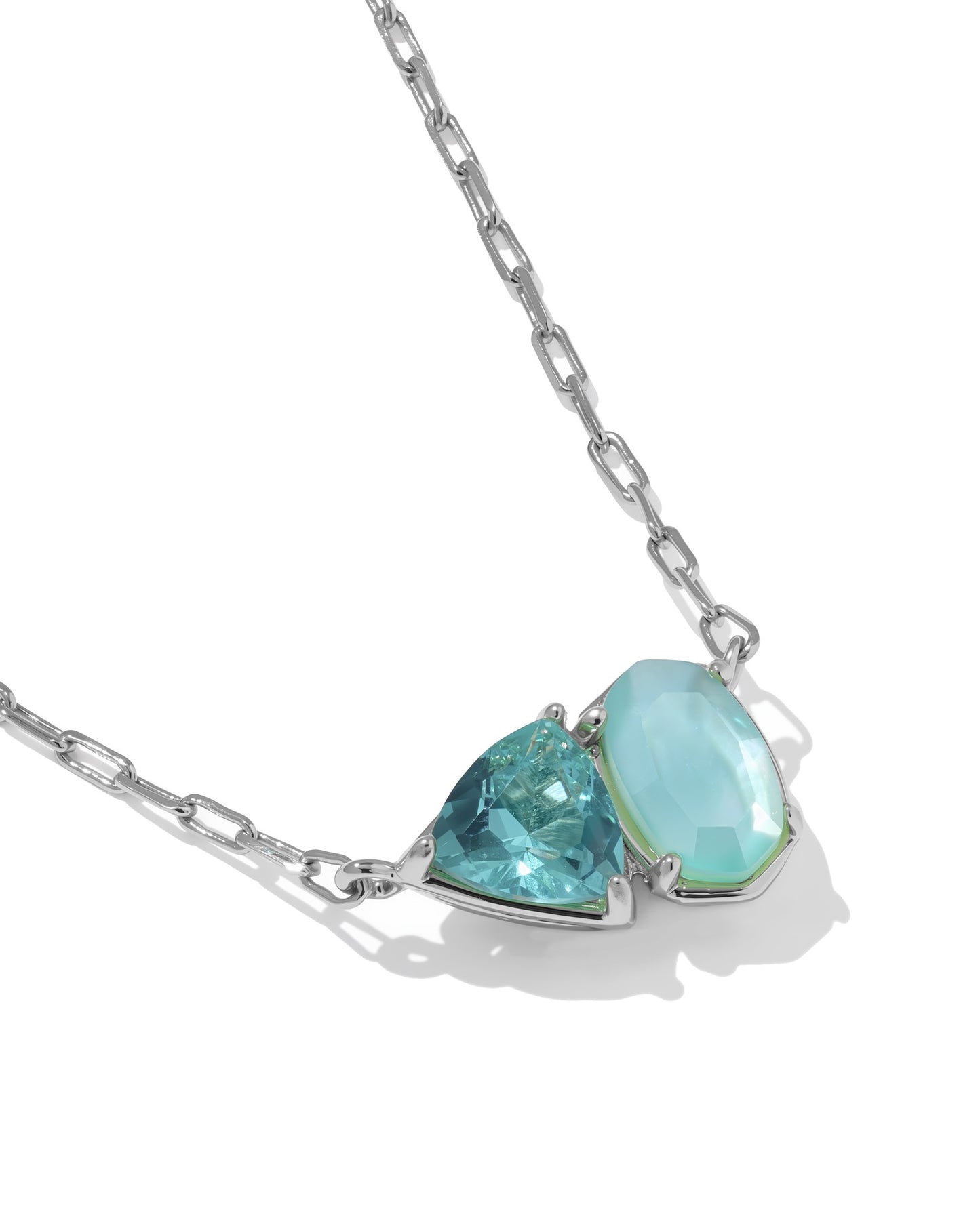 Tatum Short Pendant Necklace Silver Blue Mix