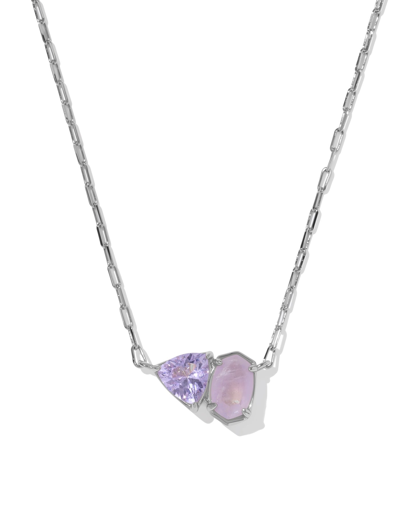 Tatum Short Pendant Necklace Silver Purple Mix