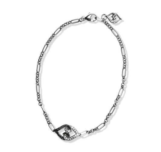Sterling Silver White & Black Sapphire Link Bracelet