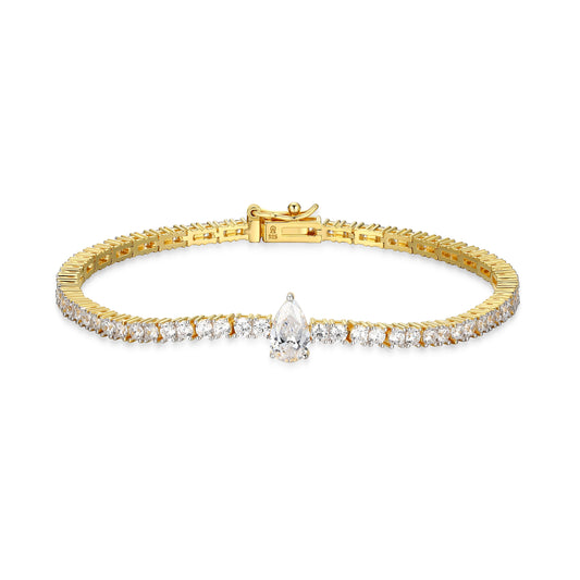 Bezel Lab-Created Diamond Yellow Gold And Rhodium Plated Bangle