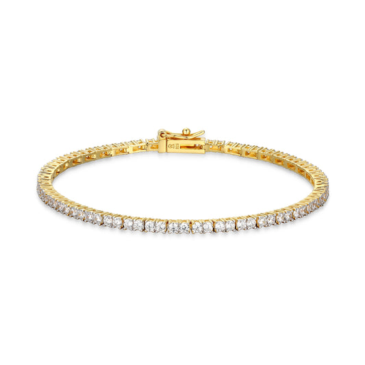 Beaded Lab-Created Diamond Yellow Gold And Rhodium Plated Bracelet