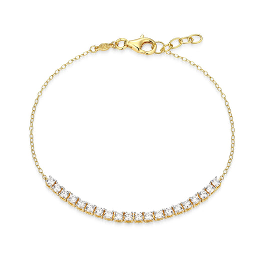 Beaded Lab-Created Diamond Yellow Gold And Rhodium Plated Bracelet
