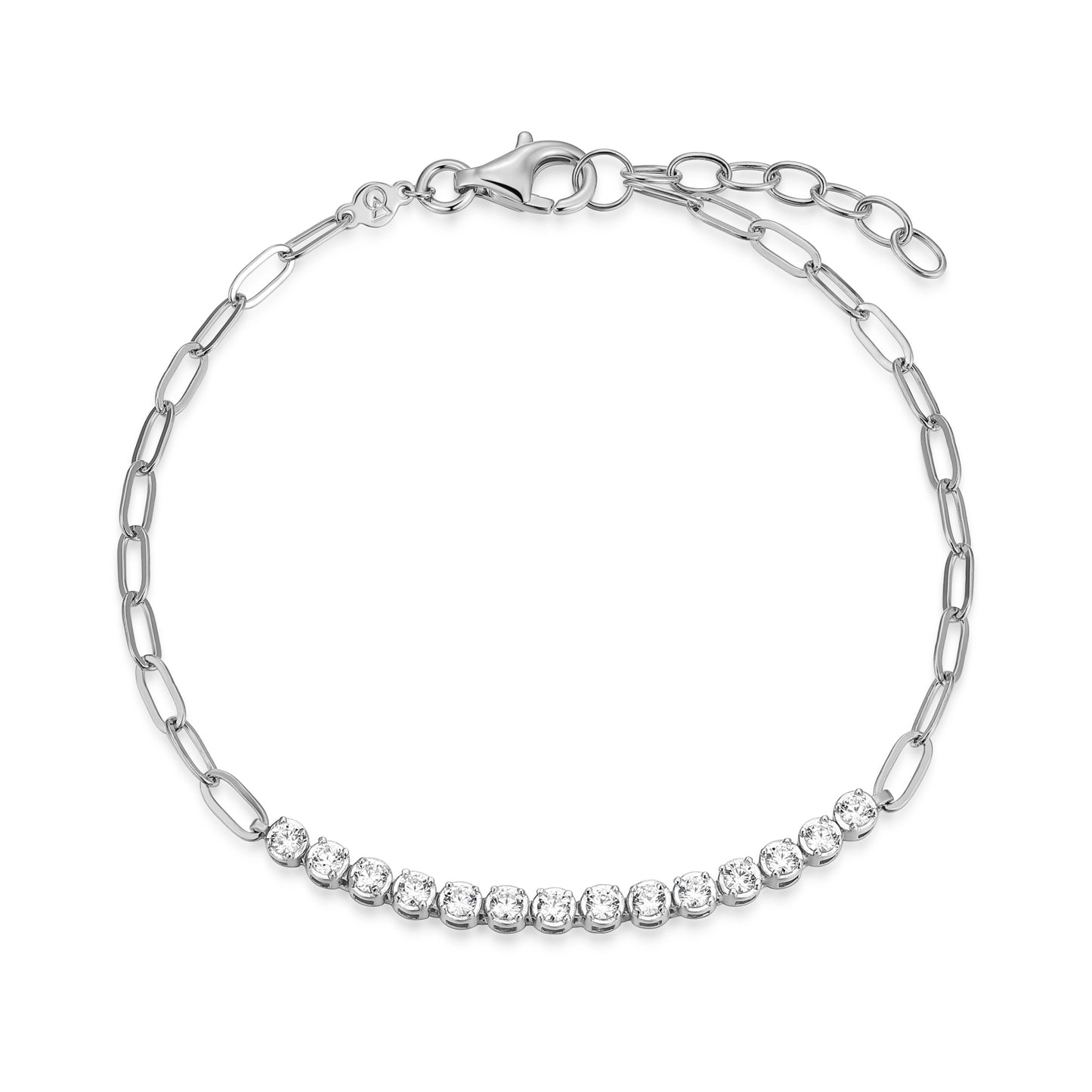 Bar Lab-Created Diamond Rhodium Plated Necklace Created Sapphire Emerald 5X3Mm