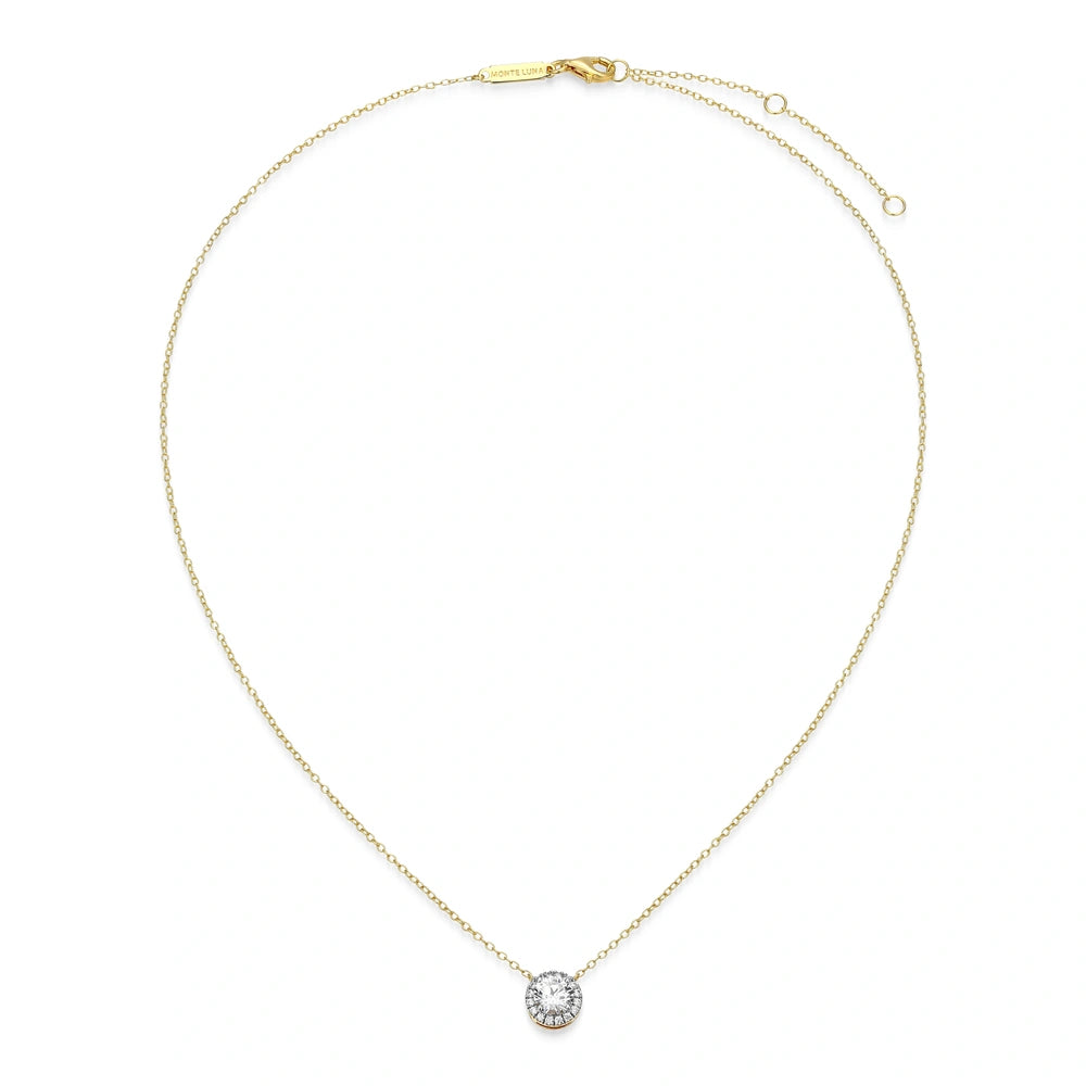 Rondelle Lab-Created Diamond Yellow Gold And Rhodium Plated Ring