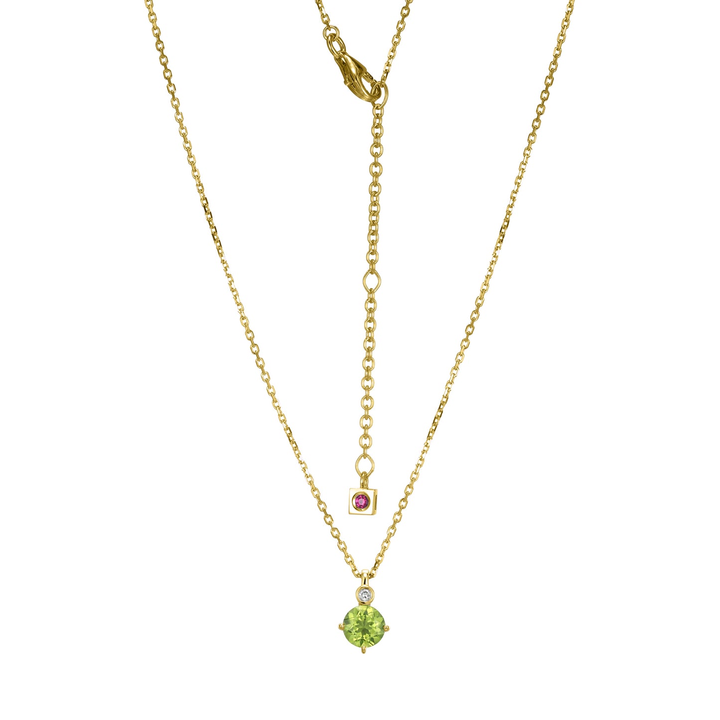 14K Yellow Gold Plated Sterling Silver Necklace Genuine Peridot - August