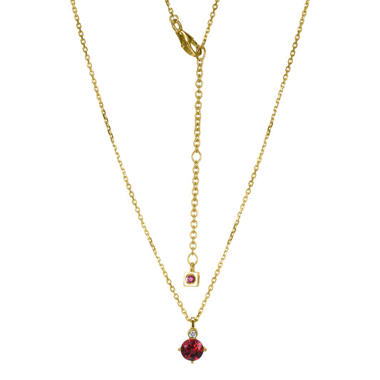 14K Yellow Gold Plated Sterling Silver Necklace Genuine Garnet - January