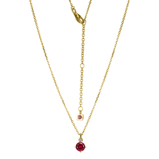 14K Yellow Gold Plated Sterling Silver Necklace Created Ruby - July
