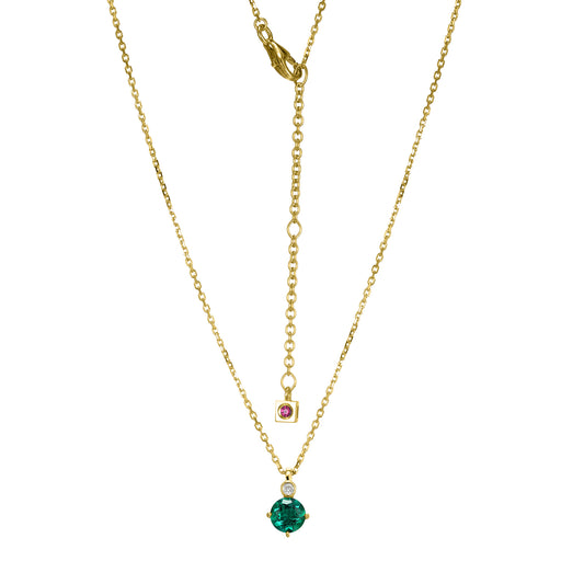 14K Yellow Gold Plated Sterling Silver Necklace Created Emerald B - May