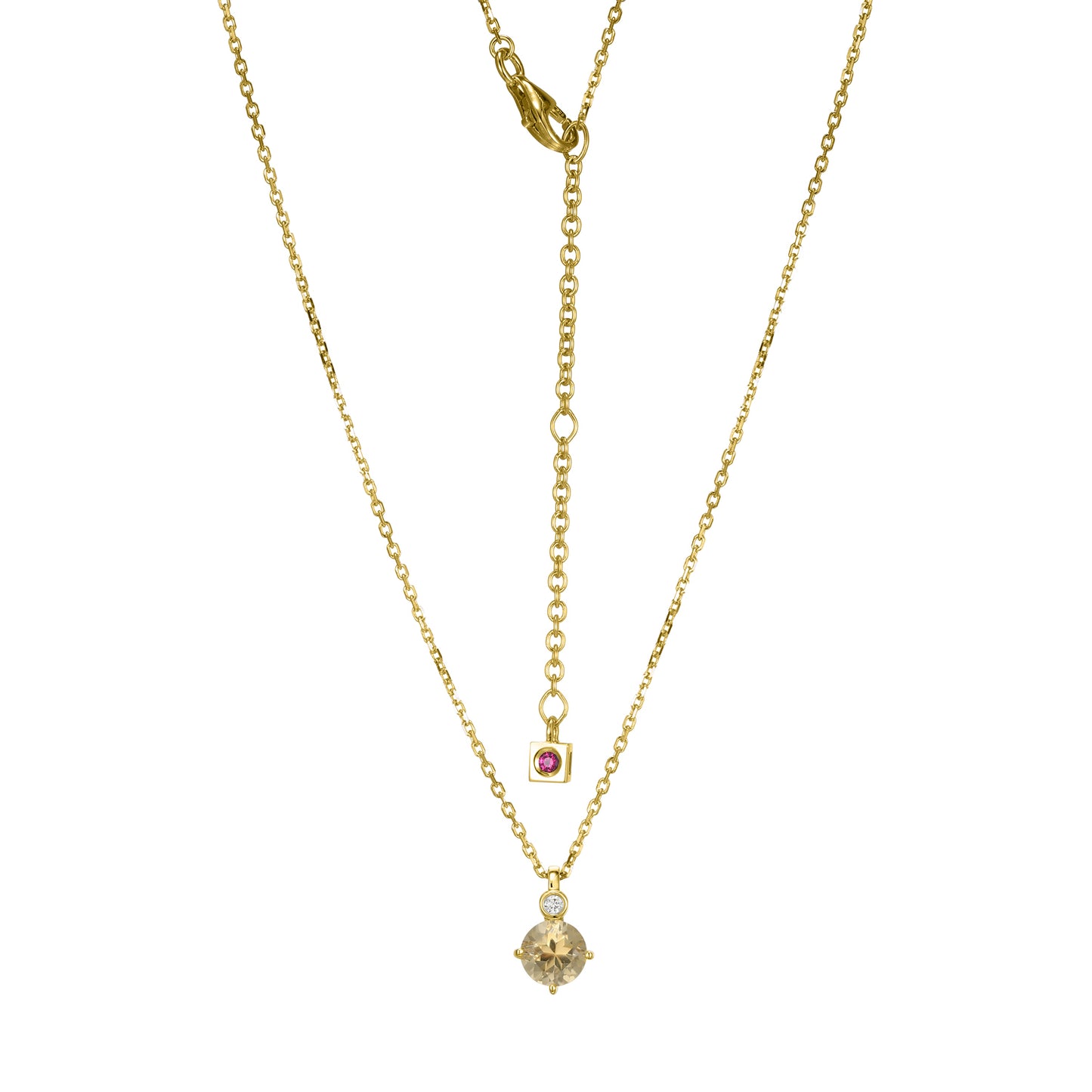 14K Yellow Gold Plated Sterling Silver Necklace Genuine Citrine - November
