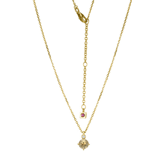 14K Yellow Gold Plated Sterling Silver Necklace Genuine Citrine - November