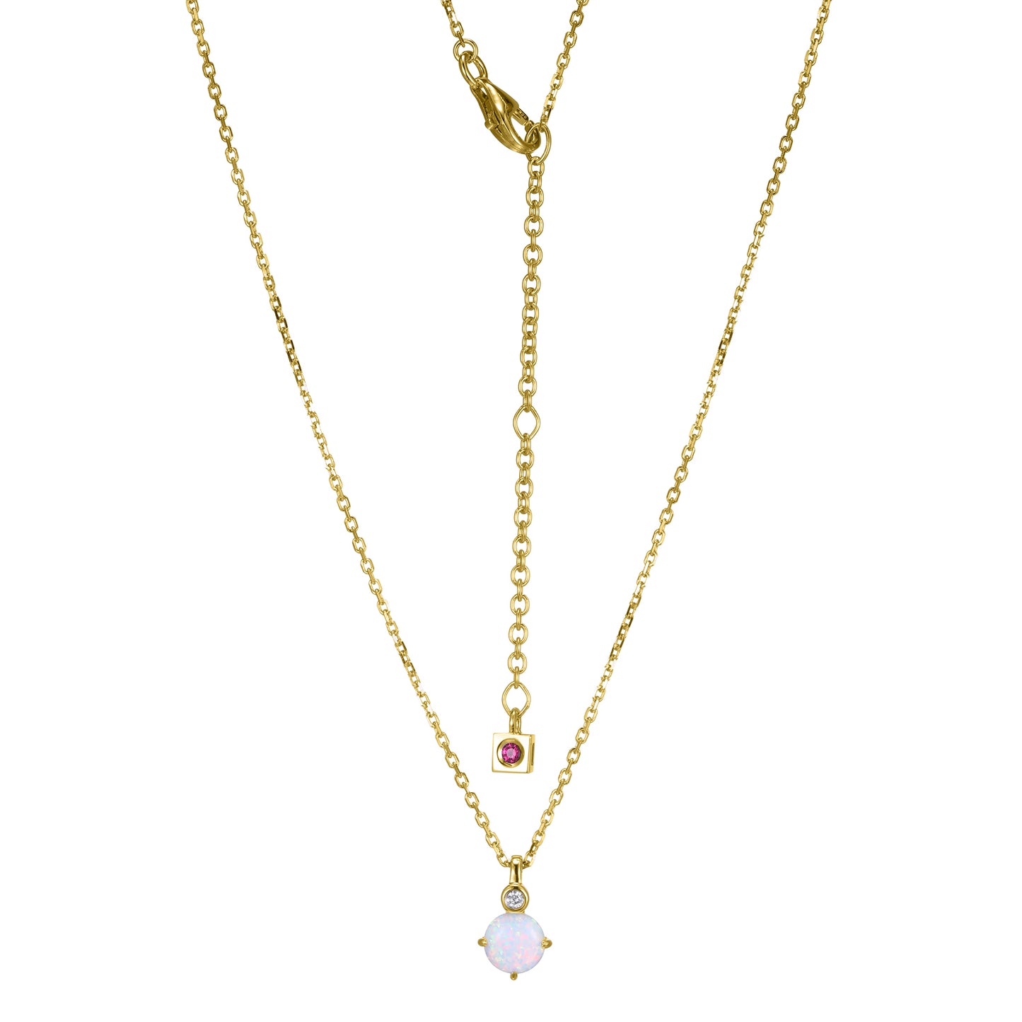 14K Yellow Gold Plated Sterling Silver Necklace Created Opal - October