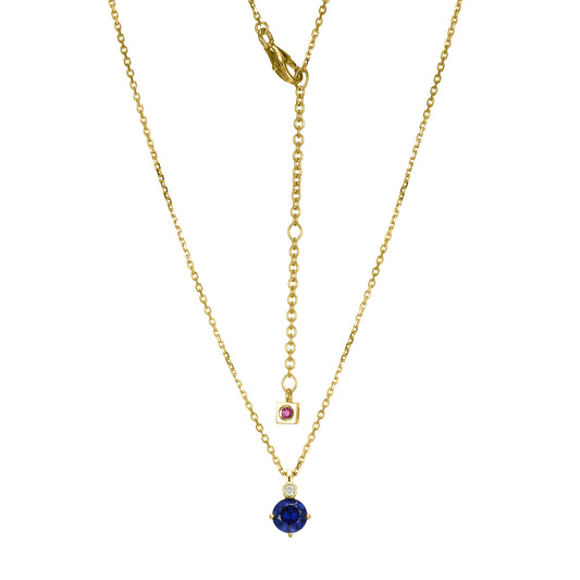 14K Yellow Gold Plated Sterling Silver Necklace Created Sapphire - September
