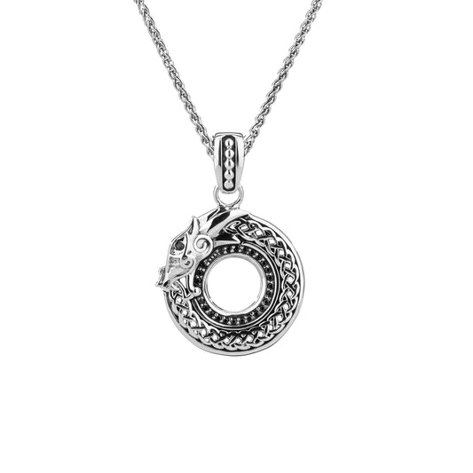 Keith Jack Sterling Silver Oxidized Black CZ (1.3mm) Small Dragon Pendant