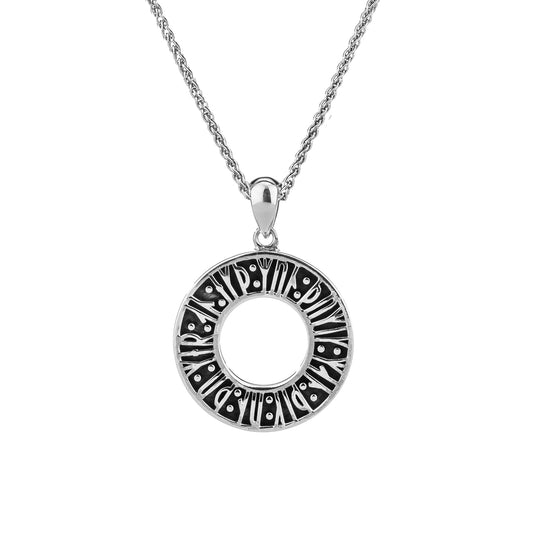 Keith Jack Sterling Silver Oxidized Viking Rune Pendant.."Remember Me, I Remember You, Love Me, I Love You"