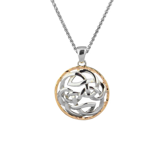 Keith Jack Sterling Silver + 10k Path of Life Hammered Pendant