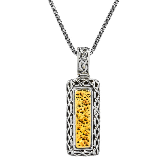 Keith Jack Sterling Silver + 18k Dragon Weave Bar Pendant