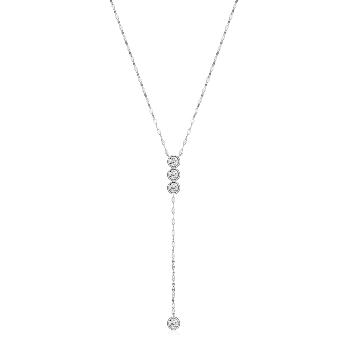 RHODIUM PLATED STERLING SILVER NECKLACE & 0.2000CTW LAB GROWN DIAMOND-4-5PT(F/C G-H/SI) DIAMOND CUT 1.4X2.6MM FANCY OVAL LINK CHAIN 16" EXTENSION 2"